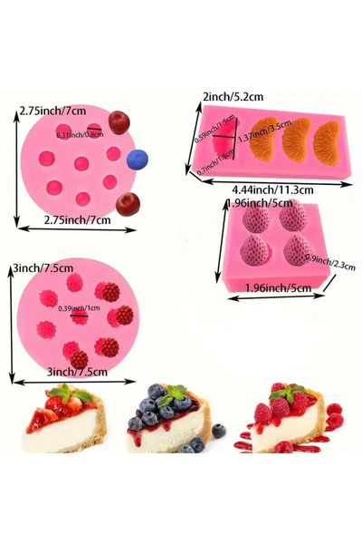 Choice5 4PCS 3D Strawberry Silicone Mold for Baking 4-8-Cavity Non-Stick Frui...