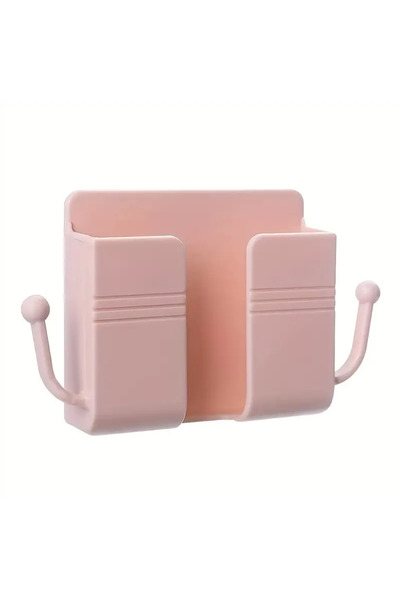 Choice3 Pink 1pc Adhesive Wall Mount Phone Holder With Hooks, Storage Box For...