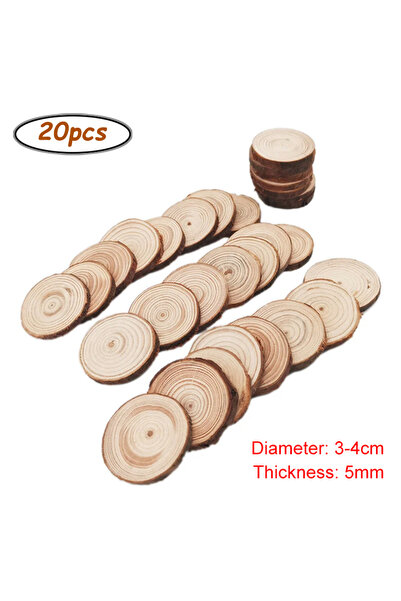 Choice5 20pcs 3-4cm Unfinished Wood Slices Discs Cutouts with Tree Bark for A...