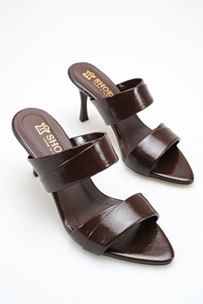 BUNİPARK Sweety Women's Patent Leather Pointed Toe Thin Heeled Double Strap S...