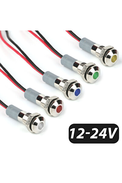 Choice11 5 قطع مختلطة 12-24 فولت، 5 قطع 6 مم، ضوء مؤشر LED معدني مقاوم للماء ...