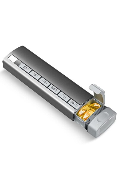 choice2 علبة تنظيم حبوب السفر المعدنية الرمادية، مصنوعة من الألومنيوم الفاخر ...