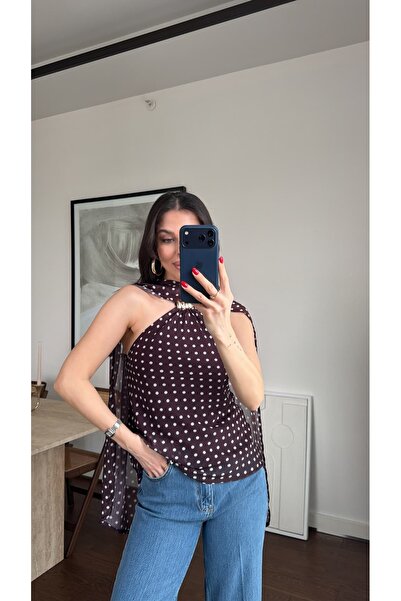 sinemkivanc co GOLD TOKALI PUANTİYE ŞİFON BLUZ