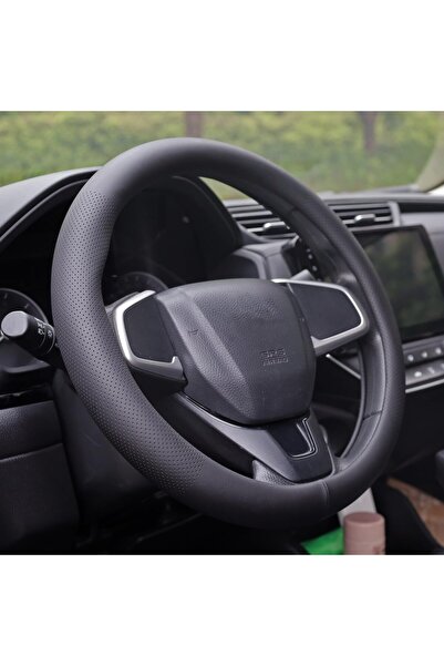 STEEPPOLO غطاء عجلة القيادة من جلد الأسود من XHRING 2024 - مقاس متوسط