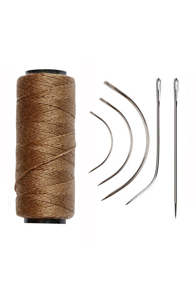 Choice9 6 قطع من الإبر والخيوط الكاكي لوصلات الشعر، خيوط خياطة وصلات الشعر بأ...