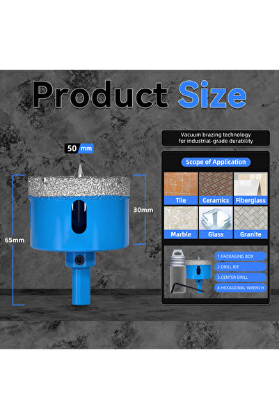 Choice5 Square 50 18-68MM Diamond Drill Bits Set Ceramic Tile Hole Saw with p...