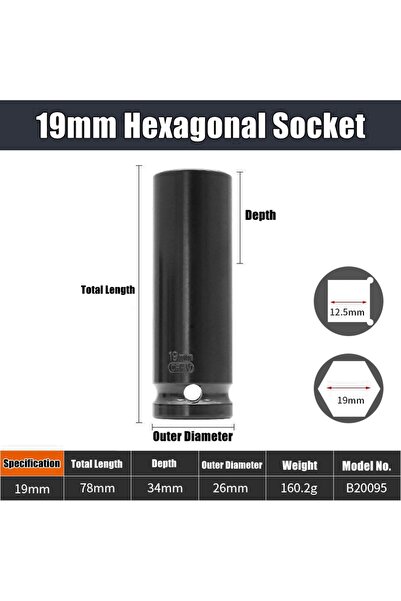 Choice4 مفتاح ربط عميق التأثير مقاس 19 مم (1/2 بوصة) من سكيت درايف، مفتاح ربط...