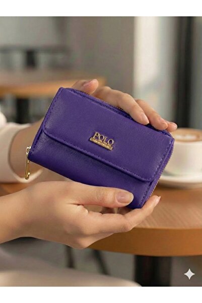 PurpleART Women's Medium Faux Leather Wallet with Polo Emblem 9 x 13 x 5 cm