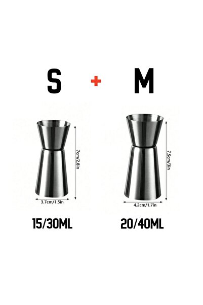 Choice1 S and M 2 قطعة كوب قياس من الستانلس ستيل، جيجر قياس مزدوج للكوكتيلات ...