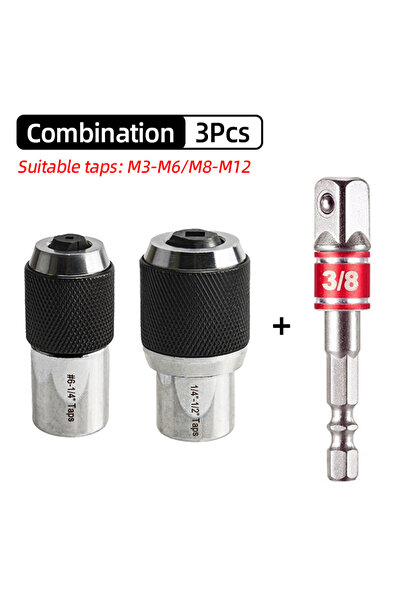 Choice4 Combination 3Pcs M3-M12 Screw Tap Sket 3/8” Square Drive Adjustable J...