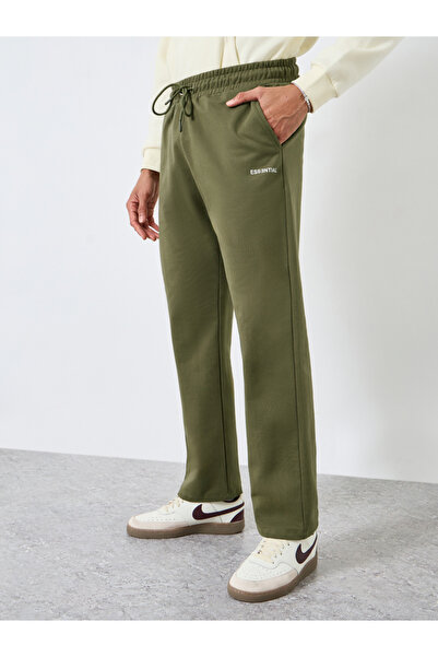 Styli Men Olive Green Essential Slogan Joggers