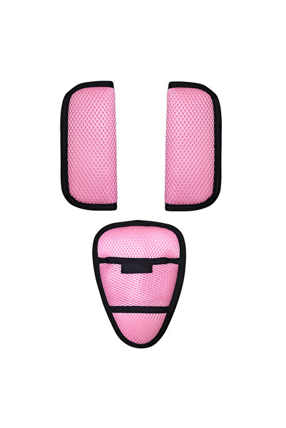 Choice5 طقم 3 قطع من أحزمة مقعد السيارة للأطفال باللون الوردي، وسادات للكتف، ...