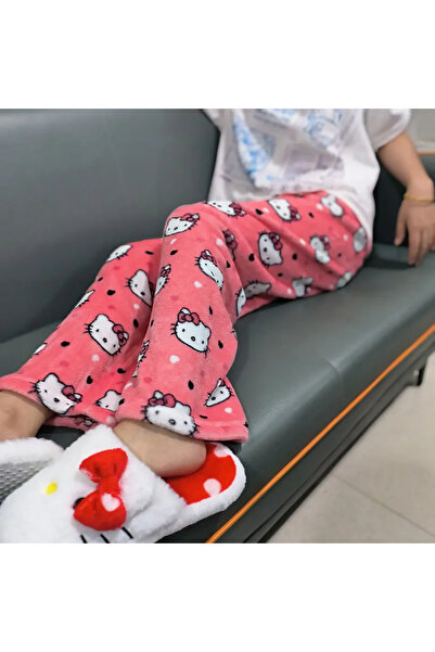 Choice24 بنطال بيجاما سميك من قماش الصوف الناعم مزدوج المرونة صوف الفليس هيلو...