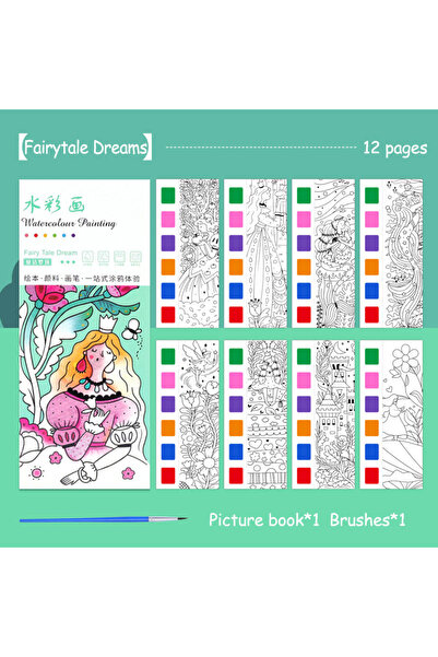 Choice3 Fairytale Dreams Portable Watercolor Painting Book 12 Sheets Coloring...