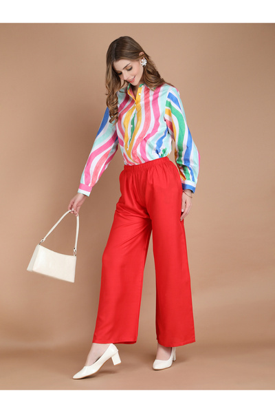 Michael Kovlin By Styli Red Wide Leg Ethnic Palazzos