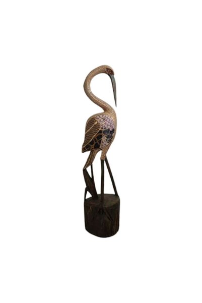 Same Statuie decorativă din lemn - Pasăre stilizată, lucrată manual - 63 cm