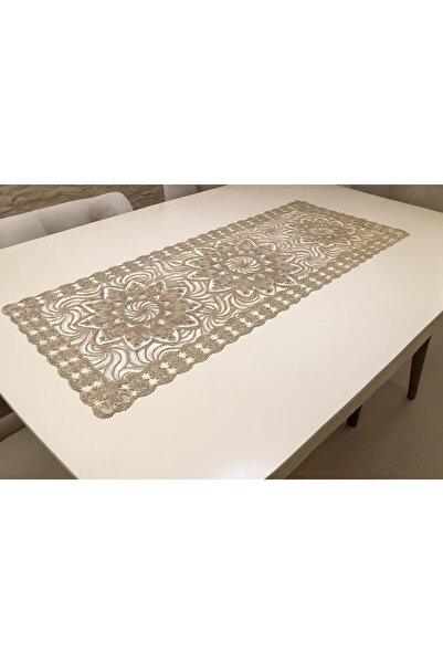 alinastore French Lace Detailled Corded Single Bridal Runner