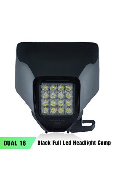 choice2 مصباح أمامي LED مزدوج أسود مقاس 16 بوصة من باور زون للدراجات النارية،...