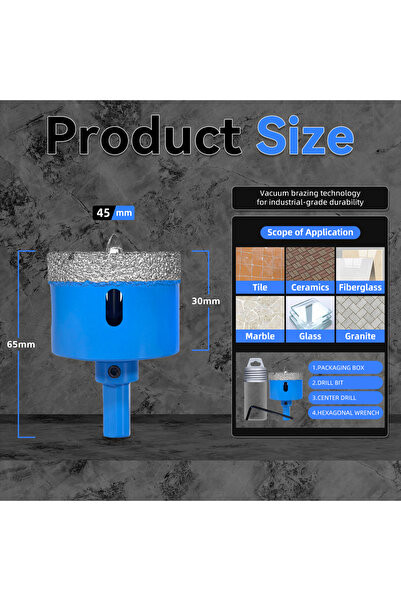 Choice مجموعة رؤوس حفر ماسية مربعة 45 درجة، مقاس 18-68 مم، لثقب بلاط السيرامي...