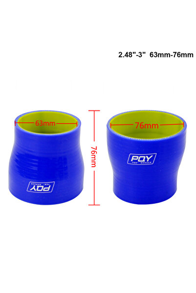 choice2 خرطوم سيليكون STR، أزرق وأصفر، 63-76 مم، 2-2.5 بوصة، 2-3 بوصة، 2.48-2...