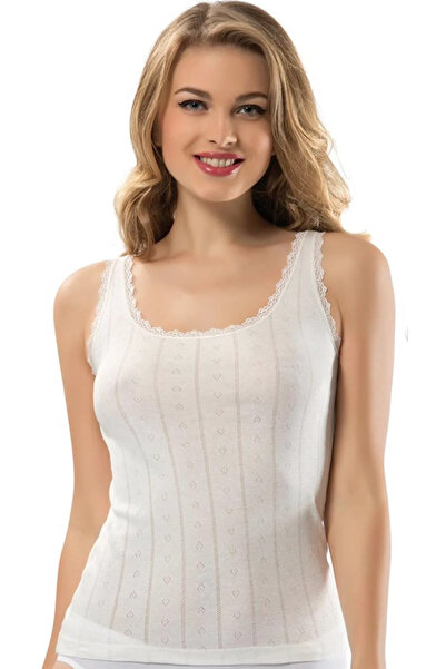 Erdem Women'S, 100% Cotton, White, Heart Patterned Ribbed 6-Piece Undershirt