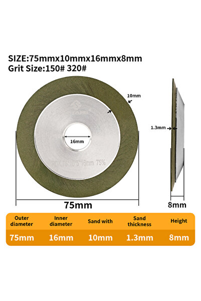 Choice8 150 75x16 75/100/125/150mm Diamond Grinding Wheel Circular Resin Grin...