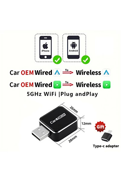 Choice3 EC-11 EKIY 2in1 Wireless CarPlay Dongle Wireless Android Auto Adapter...