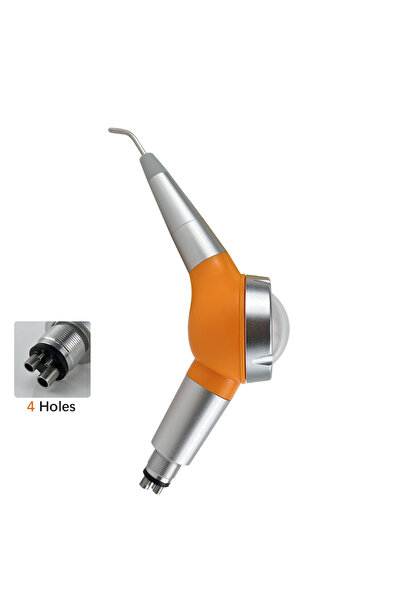 Choice1 جهاز تلميع الأسنان الهوائي ذو 4 فتحات برتقالي اللون، يعمل بتقنية السف...