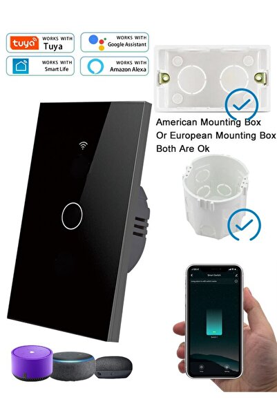 choice2 مفتاح إضاءة ذكي من نوع Tuya يعمل بتقنية الواي فاي، أسود اللون، أحادي ...