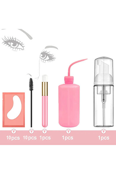 Choice1 A0225-pink Eyelash Extension Cleaning Kit Lash Shampoo Brush Soap Foa...