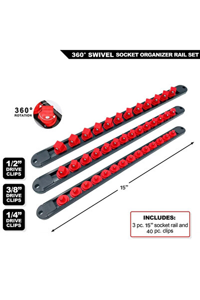 Choice3 منظم سلال صيد أحمر من مادة ABS مكون من 3 قطع، بأحجام 1/4 بوصة، 3/8 بو...