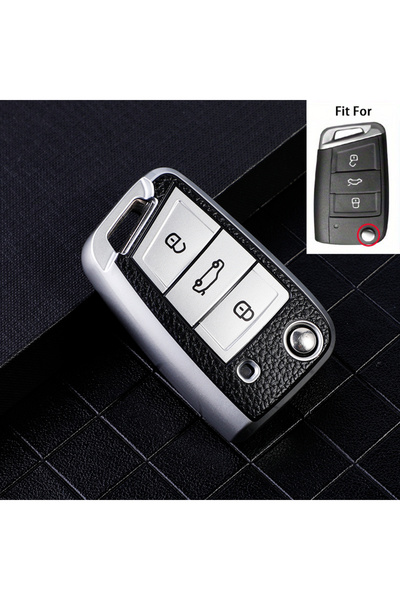 Choice3 غطاء مفتاح سيارة فضي اللون، مناسب لسيارات فولكس فاجن بولو، جولف 7، تي...