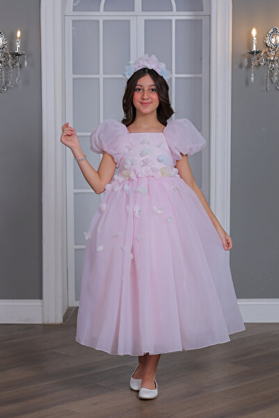 Alesayi_kids Girls' floral dress with a collar, sizes 6 to 12 years