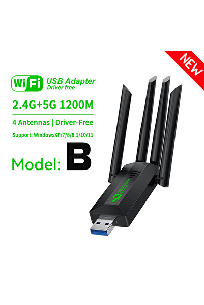 Choice4 (جديد) محول واي فاي USB ثنائي النطاق موديل B بسرعة 1200 ميجابت في الث...