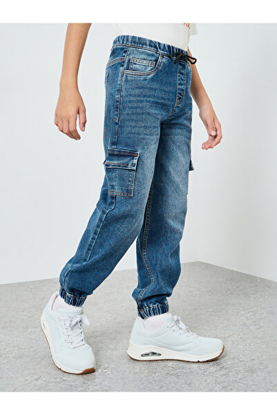 Styli Boys Dark Blue Cotton Denim Joggers