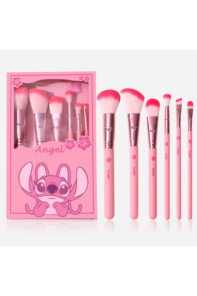 Choice5 مجموعة فرش مكياج ستيتش الوردي والأزرق الكرتونية اللطيفة، حقيبة مكياج ...