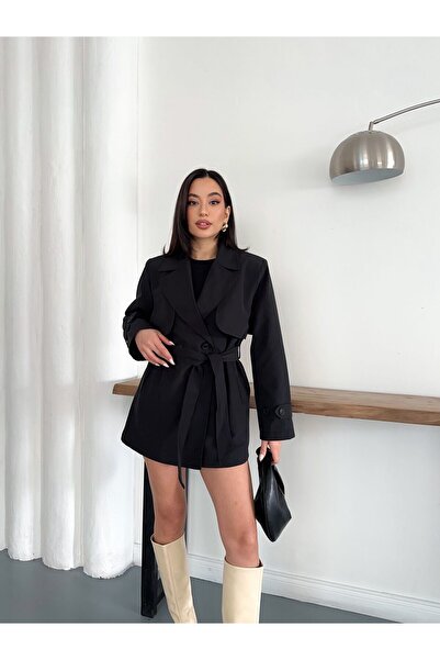 Ekim Store Cape Belted Mid-Length Trench Coat