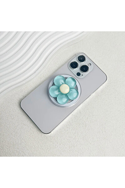 choice2 قبضة مغناطيسية زرقاء سماوية قابلة للسحب على شكل زهور لطيفة لهاتف Mags...