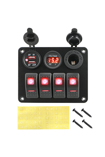 Choice 4 Gang Switch 4 Gang Switch Panel For Car RV Camper Cara Dual USB Port...