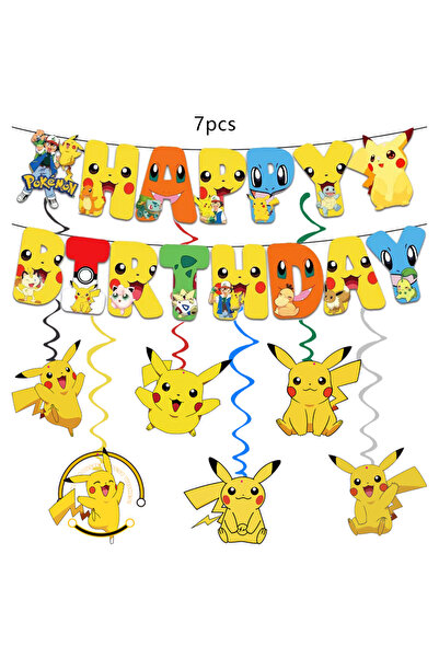 Choice1 مجموعة مينيسو من 7 قطع من لوازم حفلات بوكيمون، لافتة عيد ميلاد، زينة ...