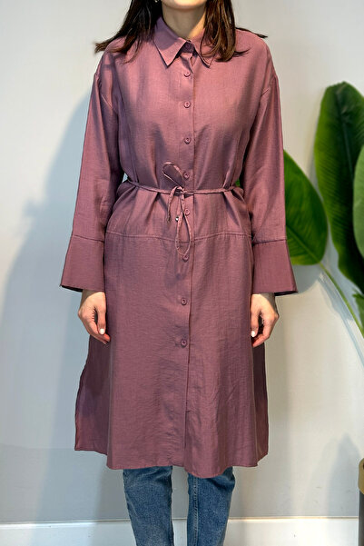 Lale Butik Lyocell Oversize Long Shirt Tunic 7488 Plum