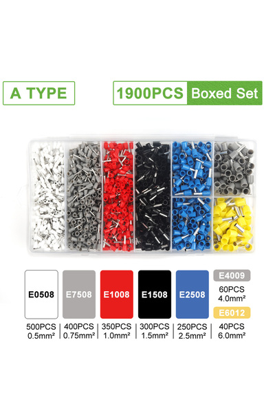 Choice6 1900PCS A Type 200-1900PCS VE Tube Terminal Kits Quick Wiring Insulat...