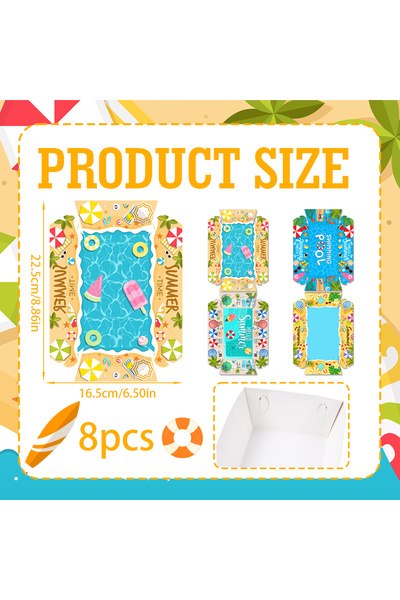Choice 8pcs 4/8/12pcs Hawaiian Party Mini Snack Trays Summer Beach Pool Print...