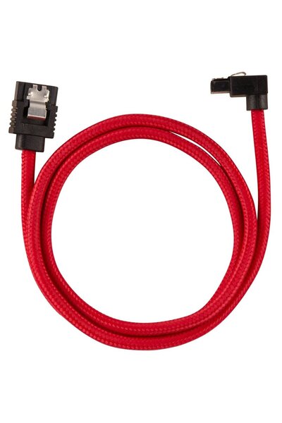 Corsair Premium Sleeved SATA 6Gbps 60cm 90° Connector Cable — Red