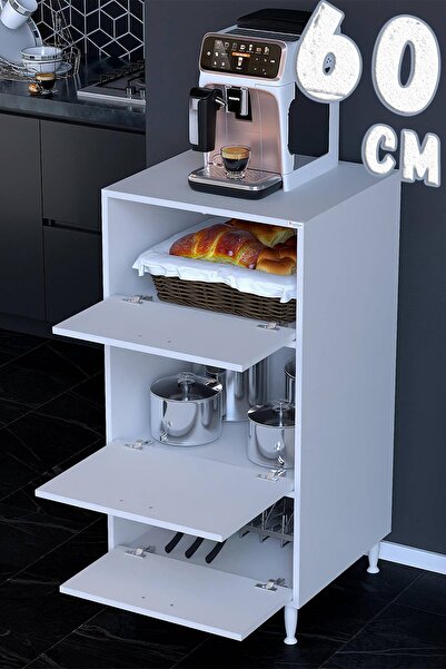 Modilayn Duru 60x119,2x56 cm 3 Kapaklı Çok Amaçlı Mutfak Kiler Dolabı - Fırın...