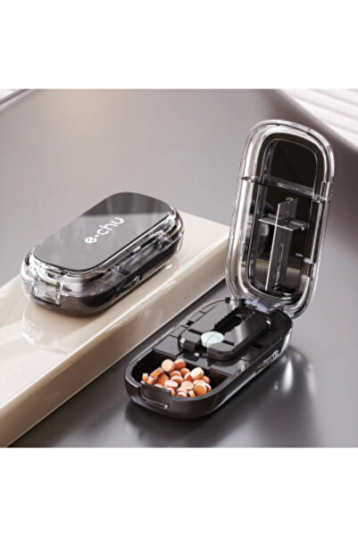 Choice12 قاطع حبوب محمول أسود اللون، أحدث طراز، مع منظم حبوب مقاوم للغبار وعل...