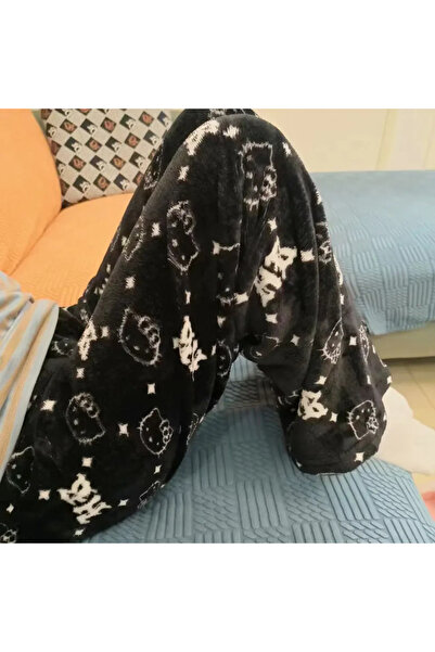 Choice16 بنطال بيجاما سميك من صوف الفليس الناعم مزدوج المرونة بتصميم هيلو كيت...