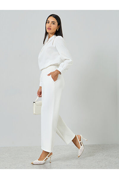 Styli White Straight Fit Scuba Pants