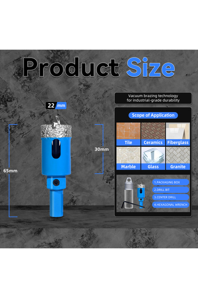 Choice13 مجموعة رؤوس حفر ماسية مربعة 22 (18-68 مم) لثقب بلاط السيراميك، مع مث...
