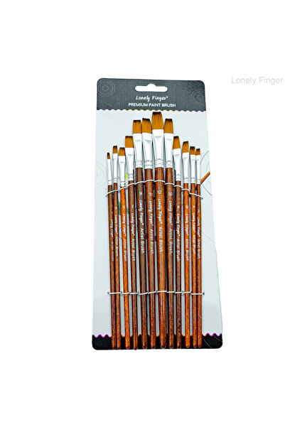 Choice15 12Brown Flat 12/48pcs Acrylic Paint Brushes, Professional Synthetic ...